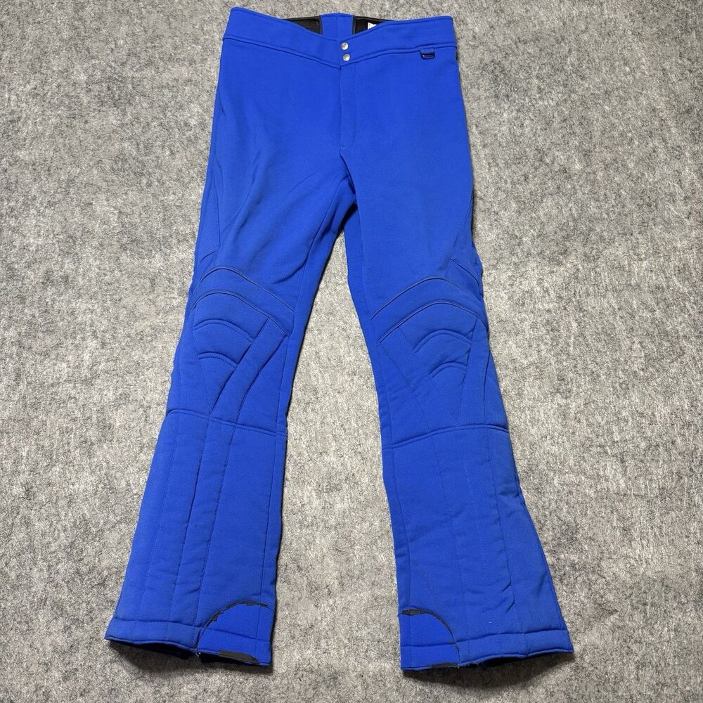 Vintage 70s Obermeyer Mens 34 Navy Knit Ski Pants Stirrups Wool Blend Hong Kong